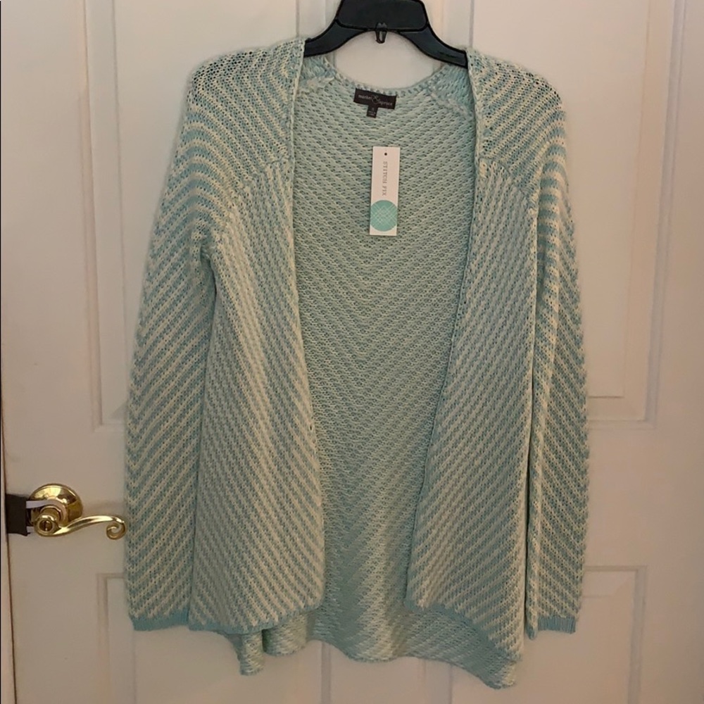 Market & Spruce light blue and white cardigan